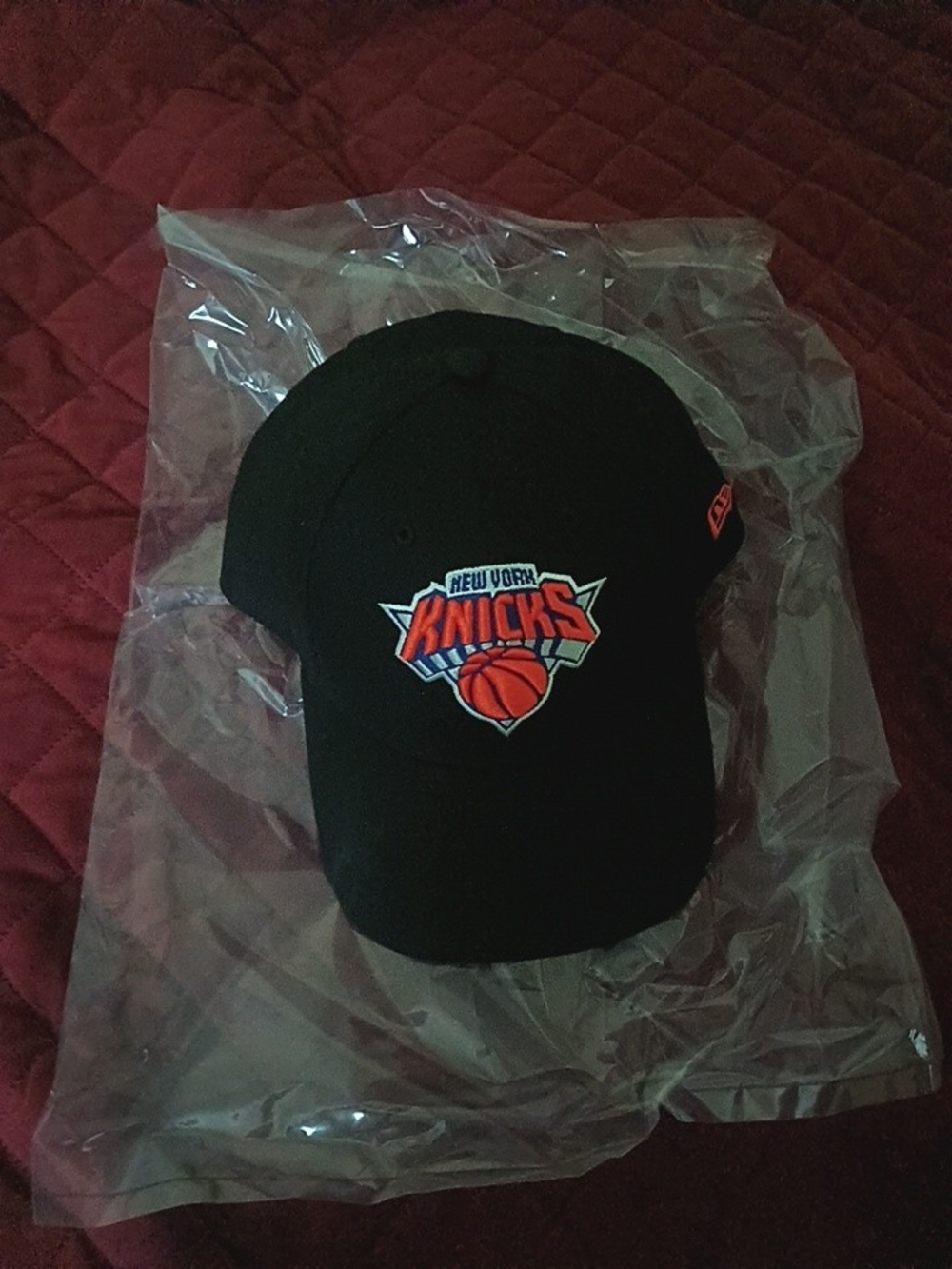 New Era Black Cap with Orange and Purple New York Patch